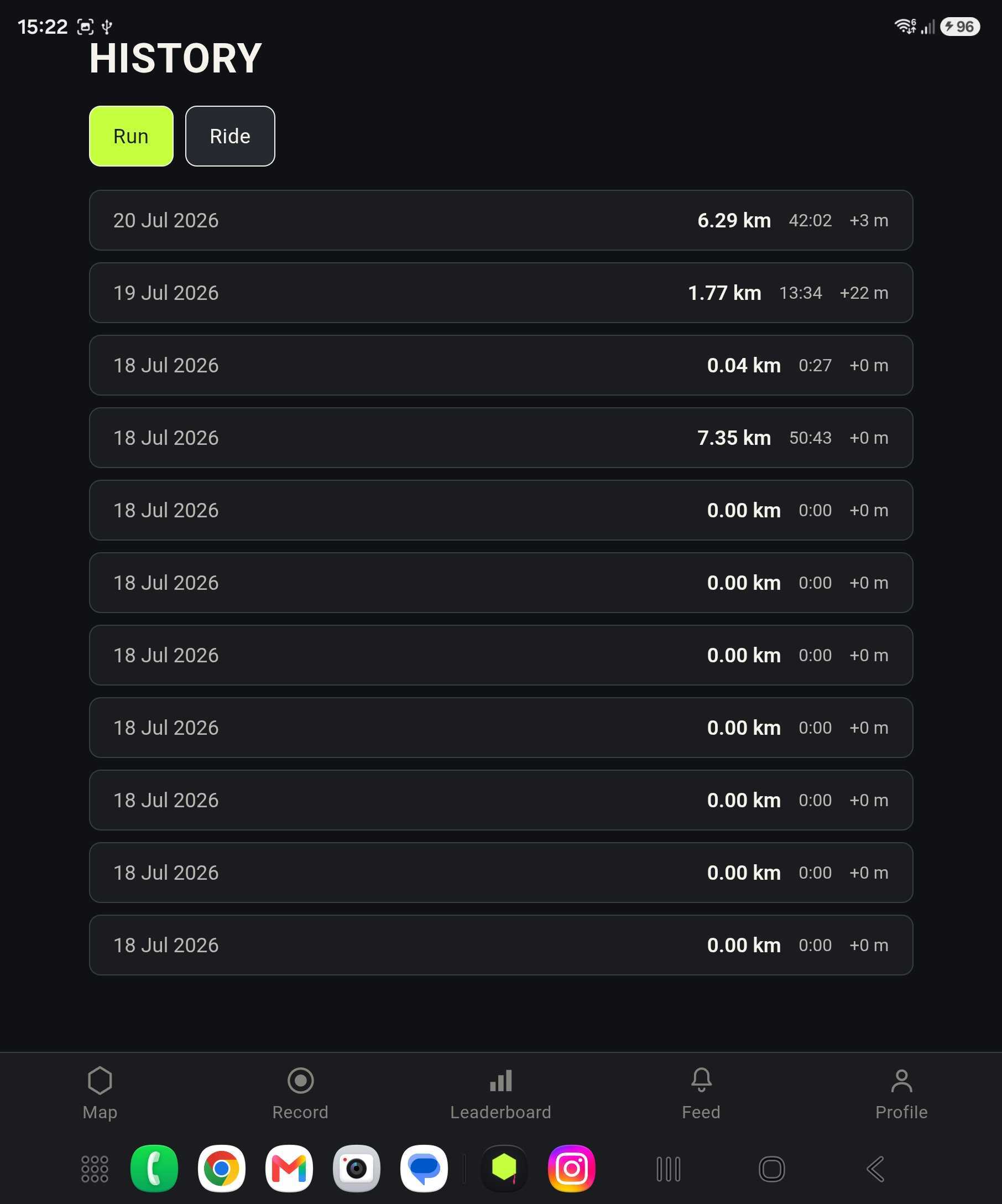 OpenTurf activity history list